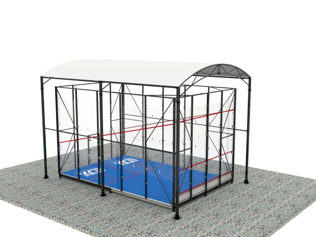 Freestanding Outdoor Glass Squash Court with Curved Canopy
